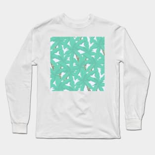 Tropical Biscay Green Foliage Brilliant White Design Long Sleeve T-Shirt